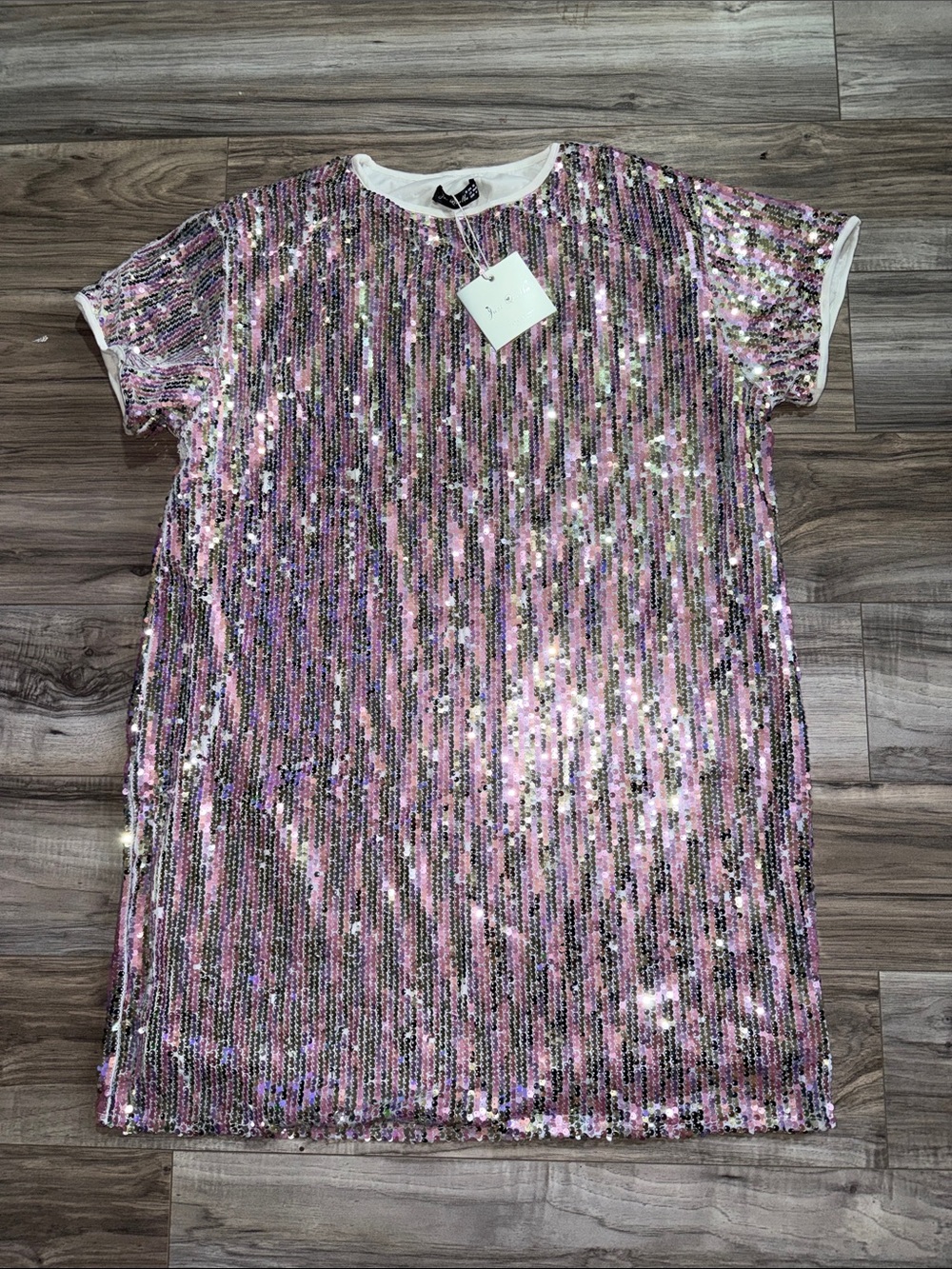 Sequin High-Low Party Dress in Pink